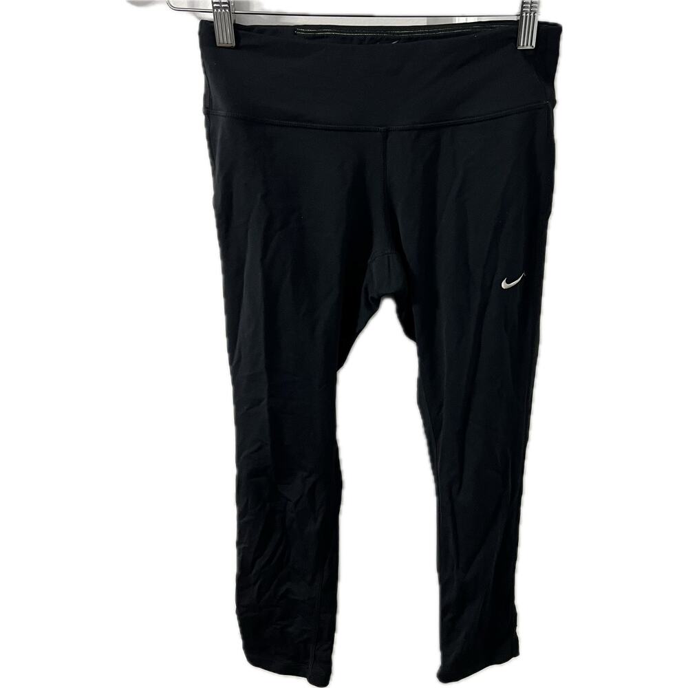Women's Nike Dri-Fit Cropped Black Running Leggings Size S - Picture 1 of 7